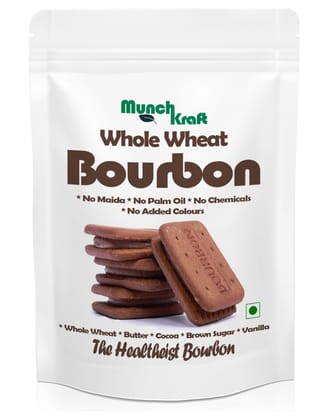 MunchKarft Biscuits | Whole Wheat Bourbon Chocolate Filled | Pack of 3 (60 g each) | No Maida | No Palm Oil | No Chemicals | Healthy Snack