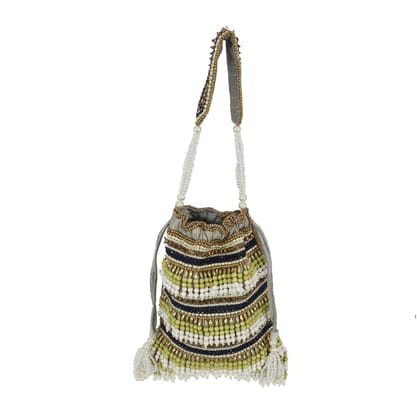 Heavy handwork Bead And Sequin Embellished Potli Bag- Multicolour bag