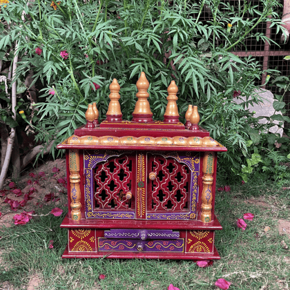 Wall Mounted Pooja Mandir Home Living Painted Temple