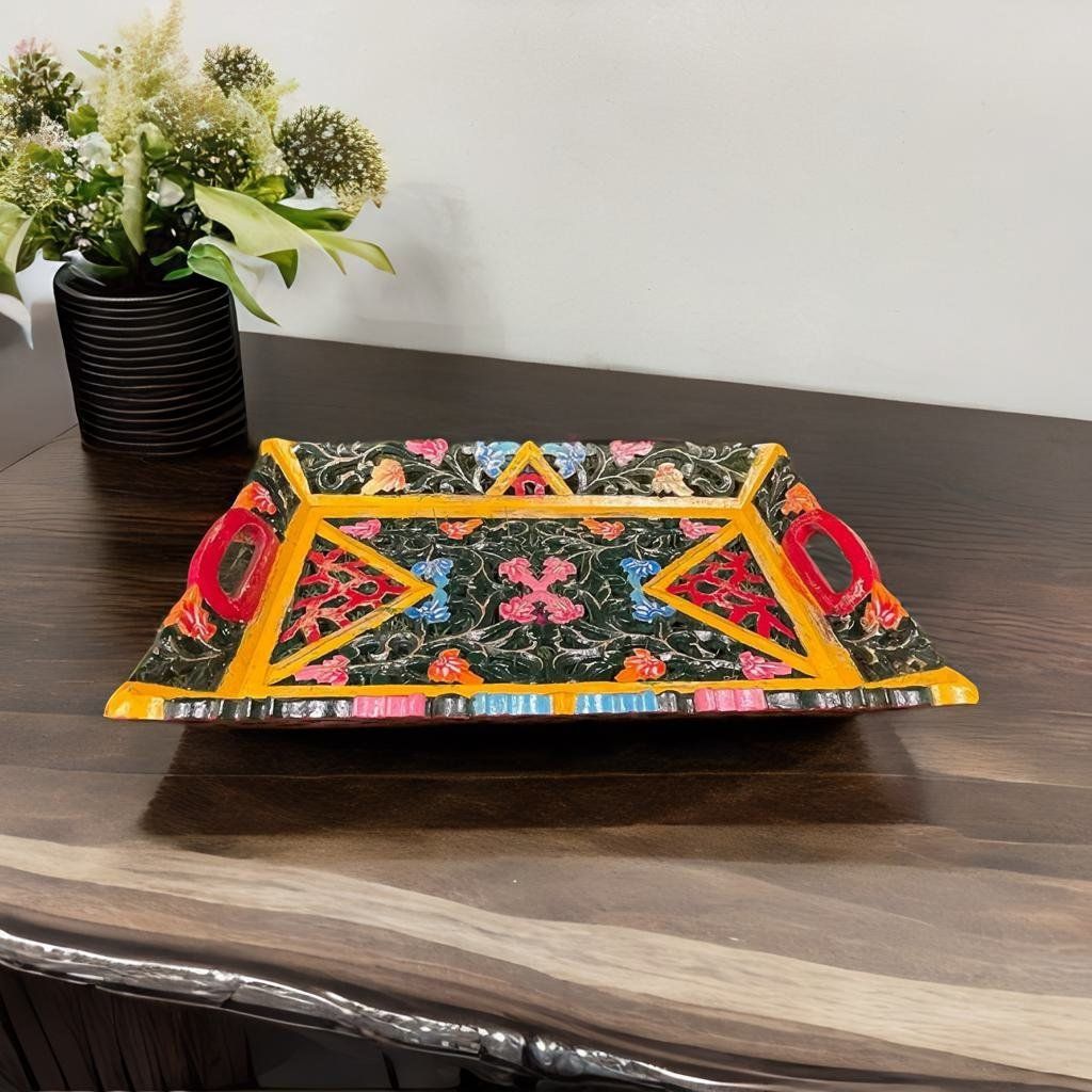 Handicraft Serving-Tray, Kitchen Decors Carved Wooden Tray