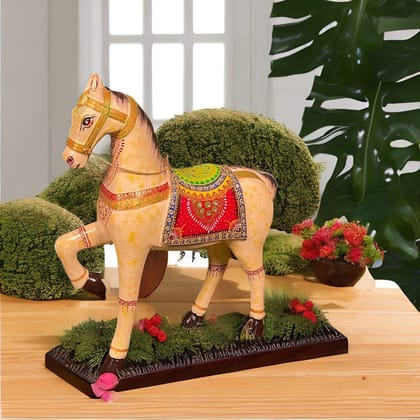 Wooden Fine-Art Painted Horse Decor Statue-Table Decor