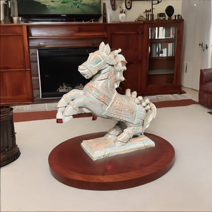 Mango Wood Running Horse Statue Drawing-Room Decors