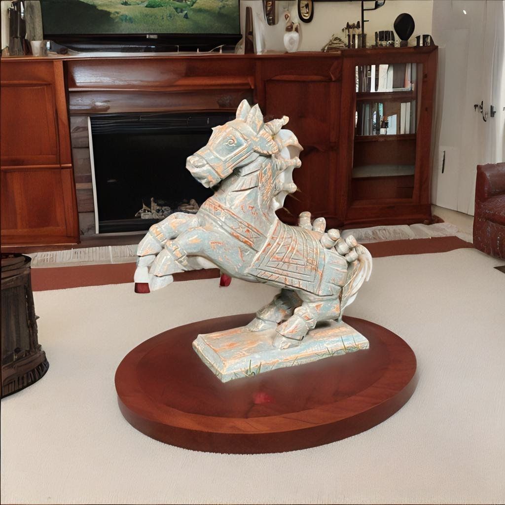 Mango Wood Running Horse Statue Drawing-Room Decors