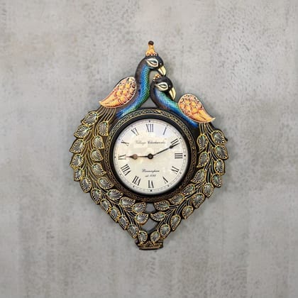 Handicraft Painted Beautiful Gift Peacock Wall Clock