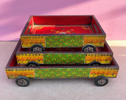 Wooden Tray with Handles Rajasthani Hand Painted Home & Kitchen Decor