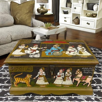 Wooden Painted Vintage Jewelry Box | Storage Box