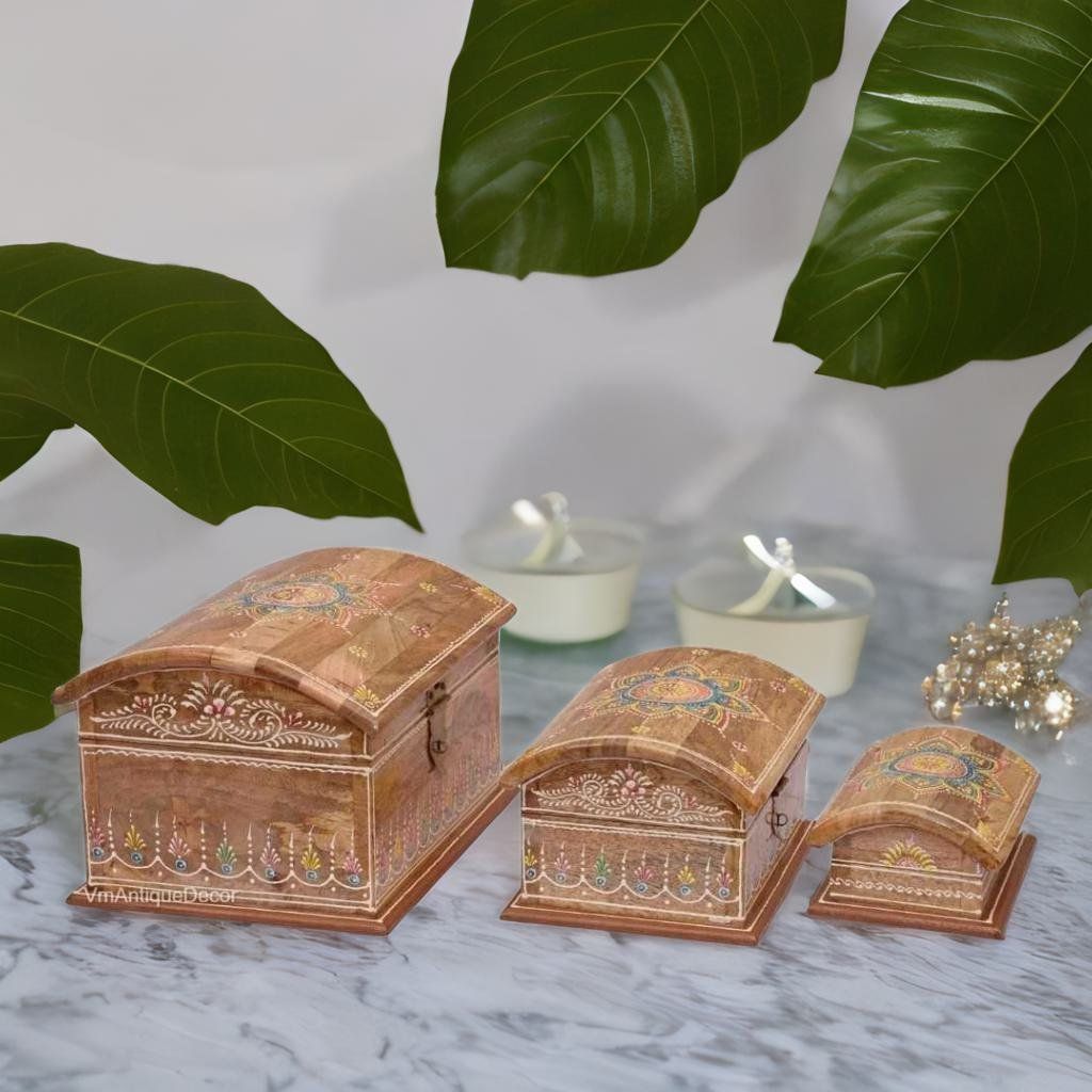 Jewelry Storage Hand Painted Wooden Box | Jewelry Box for Women Gift Setof3