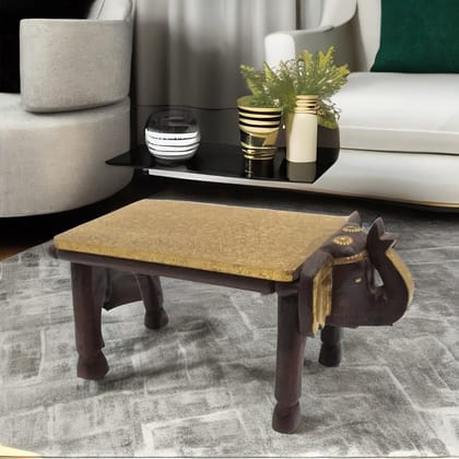 Indian Elephant Wooden Small Stool | Home Decor Showpiece