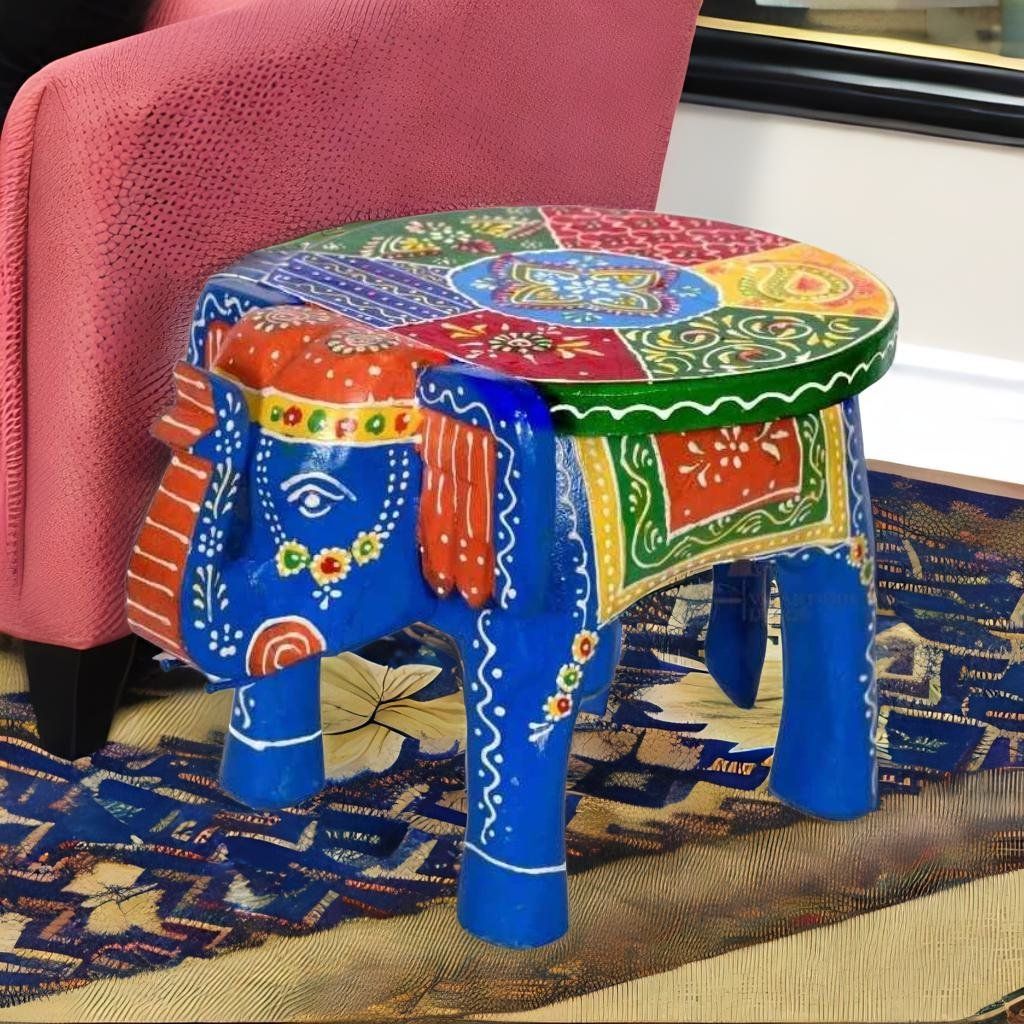 Beautifully Handmade Wooden Painted Stool Living Room Decor