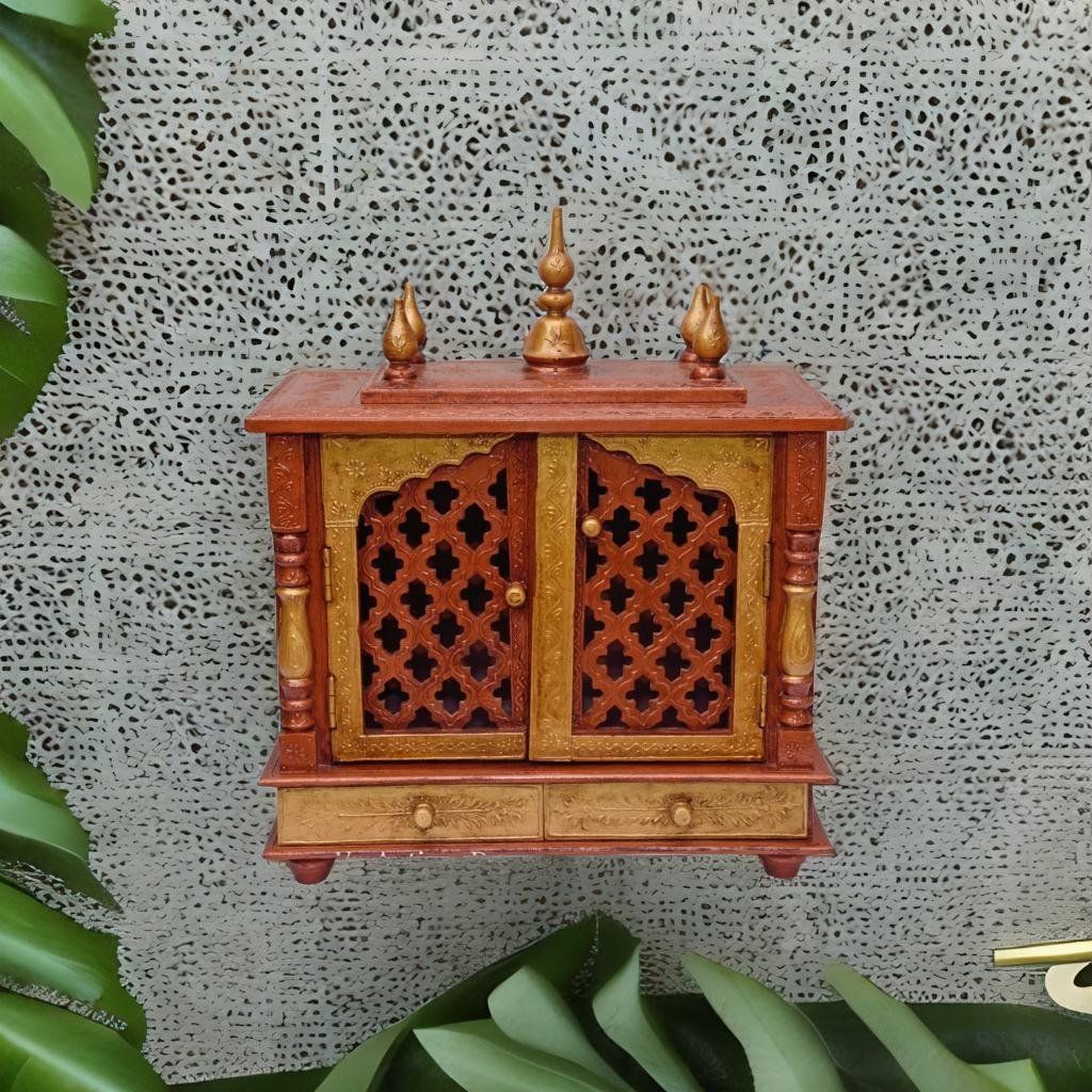 Beautiful Handmade Copper Indian Wooden Temple