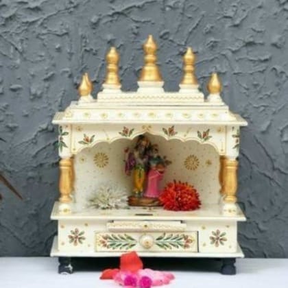 Indian White Beautifull Handmade Temple Pooja Mandir