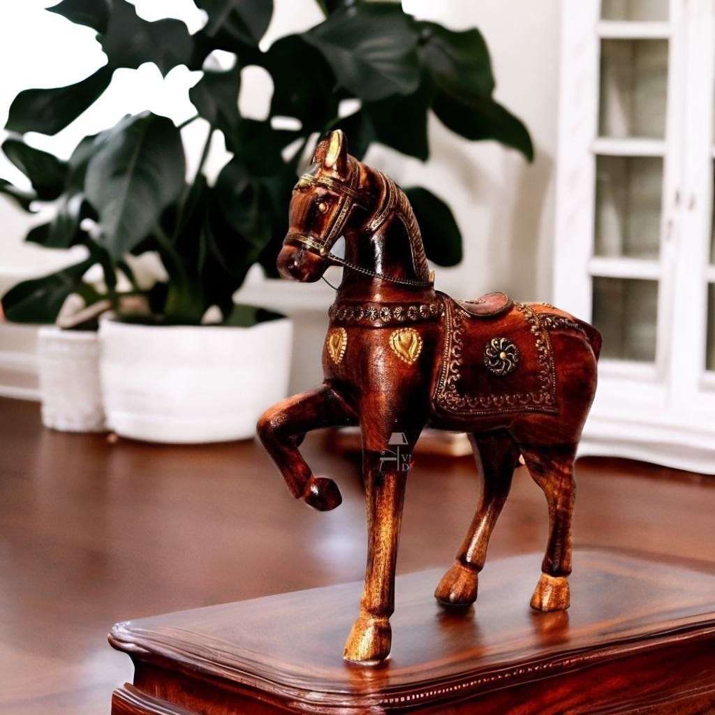 Wood carved best sale horse statues