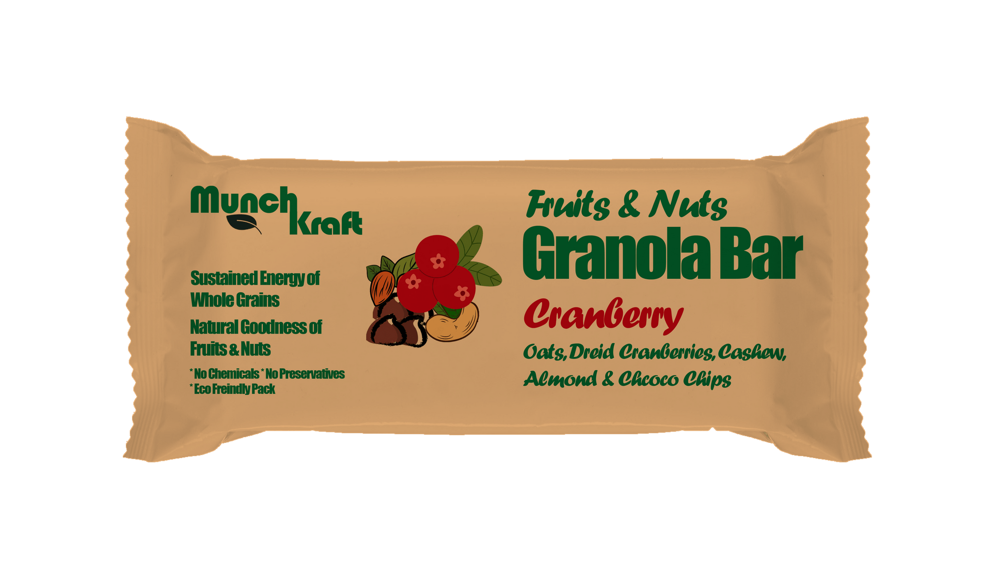 Muchkraft Cereal Bars | Fruits & Nuts Granola Bar | Cranberry | Pack of 6 x 40 gm | All Natural | No Chemicals | No Preservatives | Healthy Snack