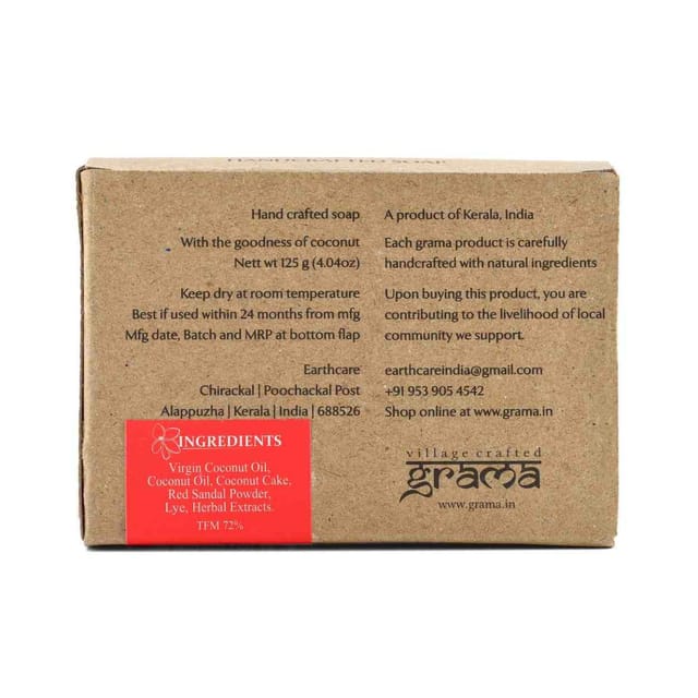 Grama Handmade Red Sandal Soap | Raktha Chandana | (125 GMS) for Skin Glow,  Pack of 2