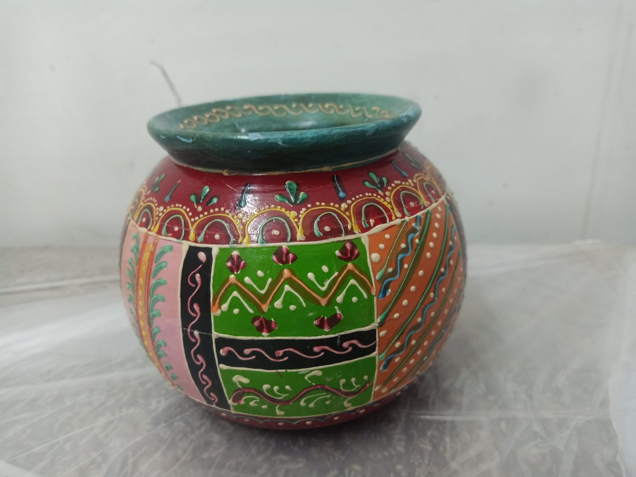 Multicolor Painted Wooden Pot for Plant Wall Decor