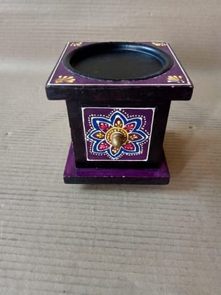 \Wooden Handpainted candle stand Shaped Colorful Multipurpose Decorative Box | jewellery store Showpiece Box