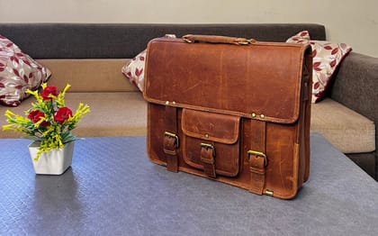 Genuine/pure leather laptop bag