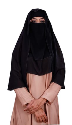 Plain 3 Layer Hijab Style Diamond Georgette Arabian Niqab Veil Scarf For Women