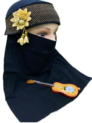 Women's Chiffon Nose Piece (Niqab) GOLD BUTTA