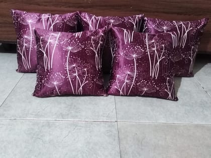 Purple White 3D Cushion Cover/Pillowcase/Throw Pillow cover 14x14 inches (35x35 cm), Pack of 5 Pcs.