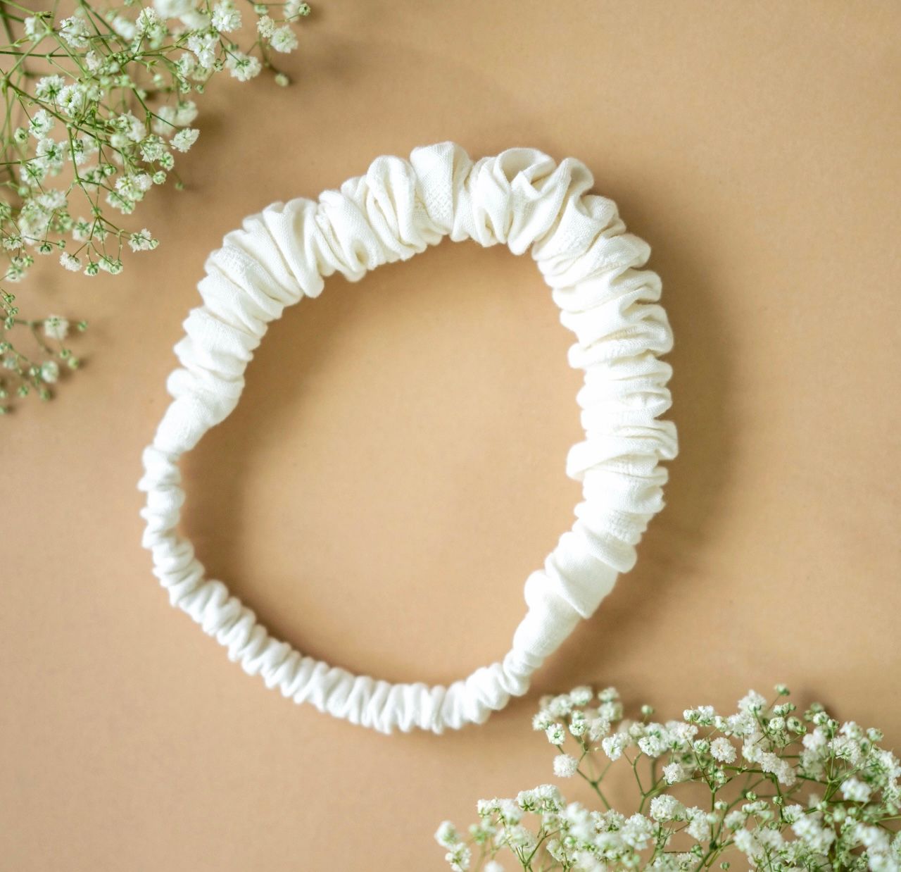 Ruffled White Headband