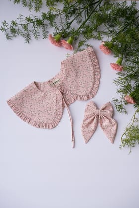 Detachable Collar and Hair Bow set - Pink Floral