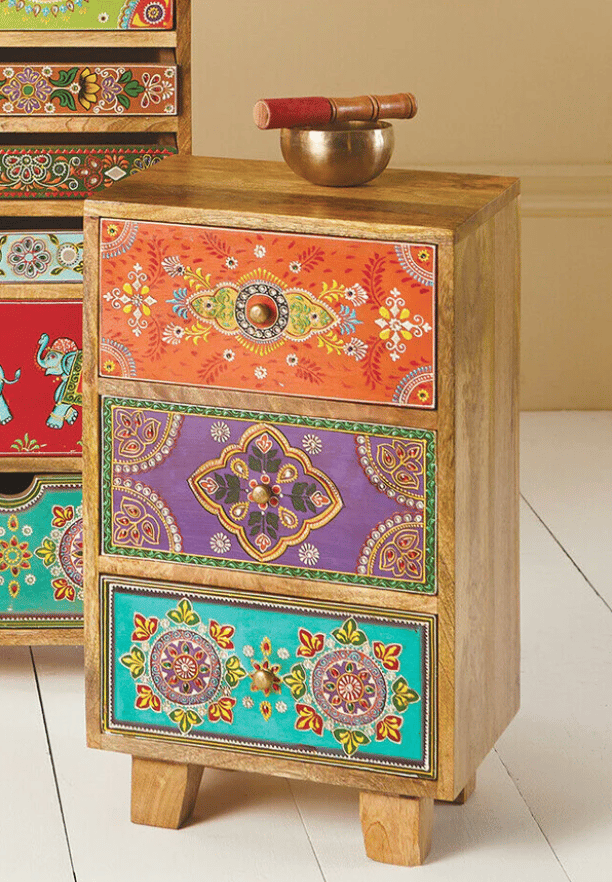 Wood To Cart® Cabinet Chest (3 Drawer)/Wood Bedside table/ Bedroom furniture/ hand painted 3 chest of drawer