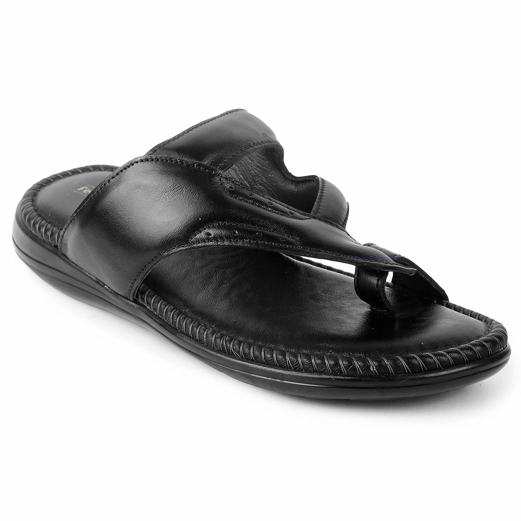 FEATHER LEATHER Men's Genuine Leather Formal Comfortable & Fashionable Flip Flops Slipper | Casual Indoor/Outdoor/Cross Strip Chappal