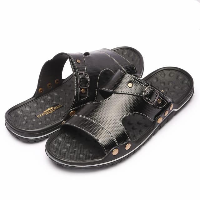 Mens Leather Slide H Cut Embossed Leather - Leather Sandals | Pagonis Greek  Sandals