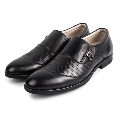 FEATHER LEATHER Men's Genuine Leather Black Formal Shoes for Men - Suitable for Formals, Office Wear, Dress Up Shoes