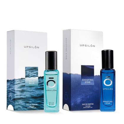 UPSILON Combo of Wild Blue & Shooting Star Eau De Parfum Premium Long Lasting Fresh & Powerful Fragrance Spray Travel Friendly Luxury Parfum Scent | Men’s Perfume | Each 20ml - Pack Of 2