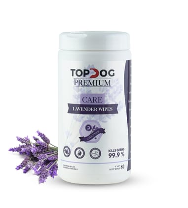 TOPDOG PREMIUM Pet Sanitizing Wipes - Lavender, 80 Pulls