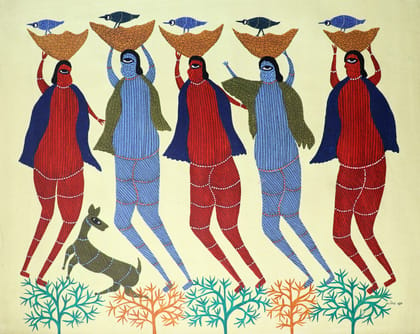 Tribes India Handmade Painting Gond Canvas 34x25 1SPNGNDMP04844