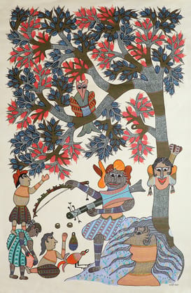 Tribes India Handmade Painting Gond Canvas 36x23 1SPNGNDMP04901 - 2