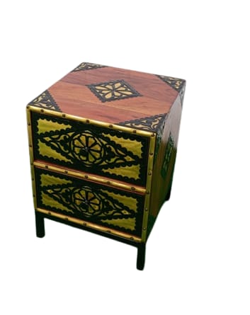 Wooden Brass Inlay Bedside