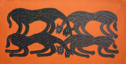 Tribes India Handmade Painting Bhil Canvas 34x17 1TPNBHLMP00138