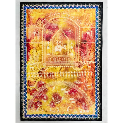 Authentic Classic Indian Traditional Unframed Hand Made Saura Painting (45.36X114.31)