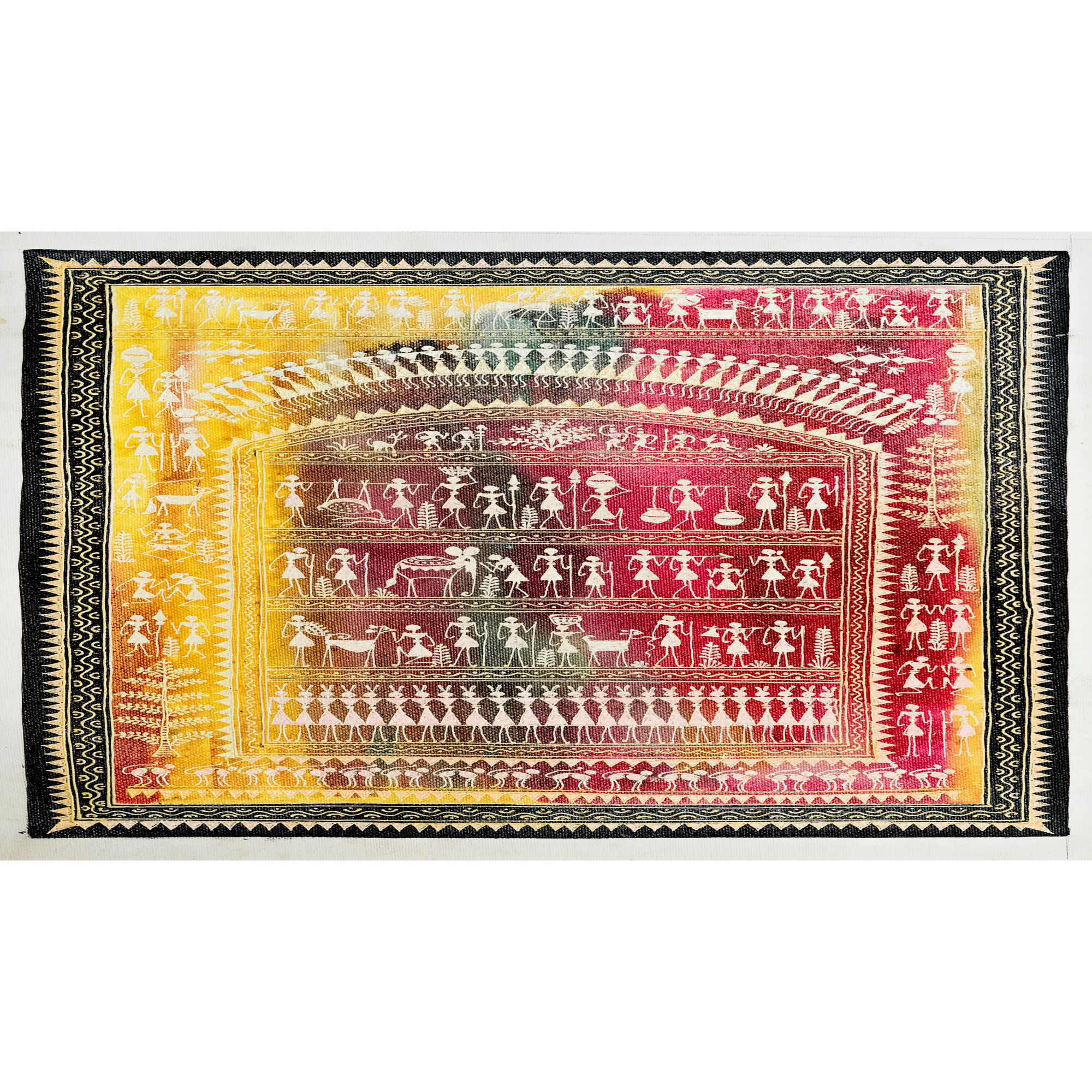 Authentic Classic Indian Traditional Unframed Hand Made Saura Painting (45.36X114.31)