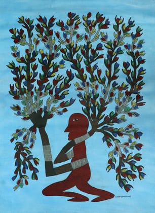 Tribes India Handmade Painting Gond Canvas 40x25 1TPNGNDMP01670