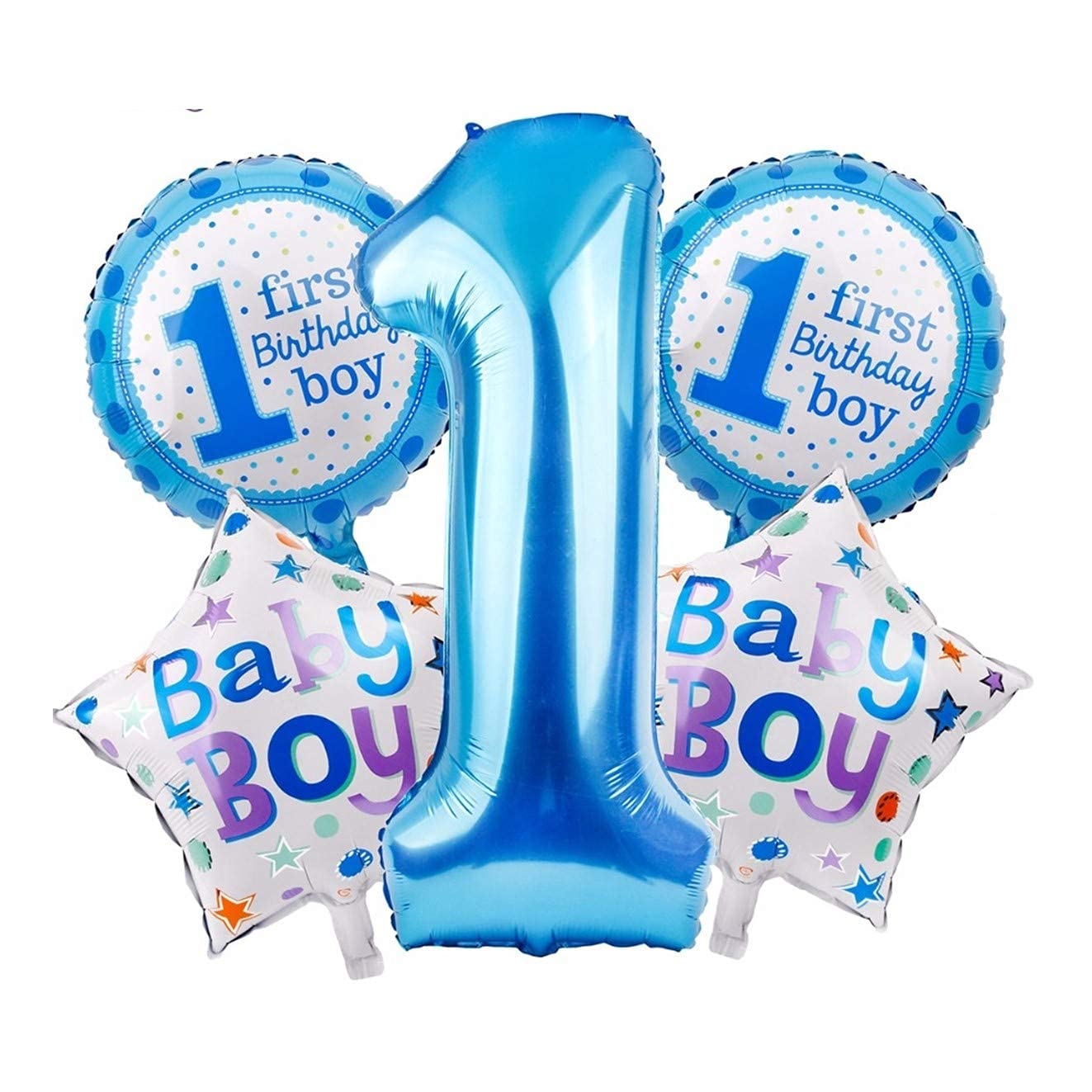 BLODLE 5pcs 1st Birthday Balloons Baby Boy Blue Balloon Set for Baby Boy, Party Decoration, Kids Birthday Decoration, Celebration - Pack of 1