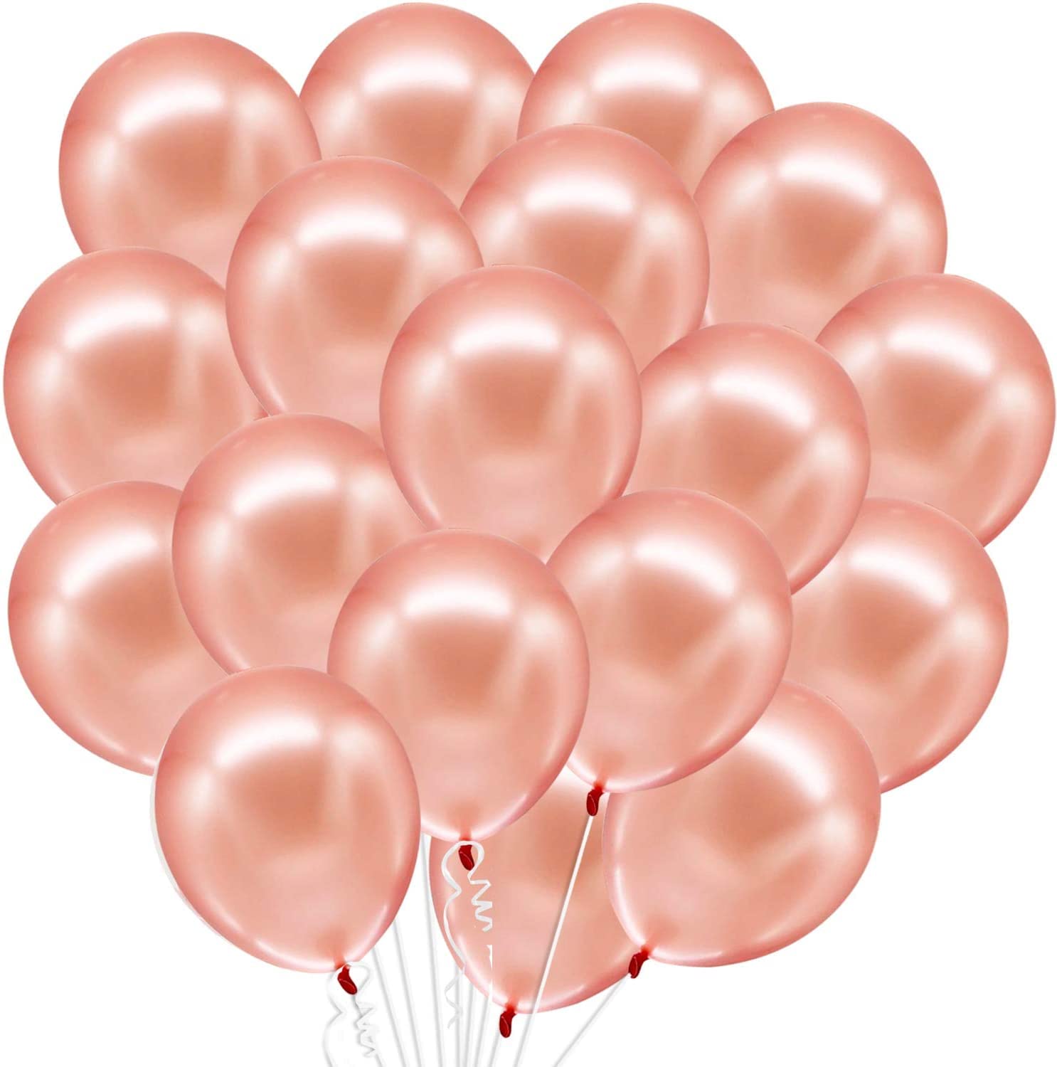 BLODLE HD Rose Gold Metallic Latex Balloons, 50 Metallic Balloons Rose Gold Party Theme Latex Balloons ( Pack of 50 Pcs)