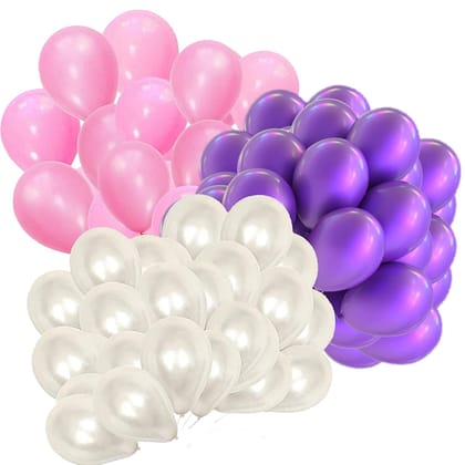 BLODLE 50 Pcs Pink White Purple Metallic Balloons, Theme Party, Birthday Party, Party Decoration, Celebration - (Pack Of 50 Pcs)