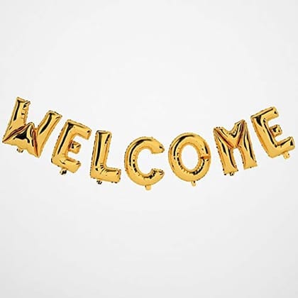 BLODLE Golden Welcome Foil Balloon, Welcome Home, Welcome Baby Party Theme- (Pack of 7 Letter)