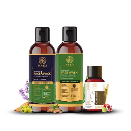 MaatiNaturals Purifying Neem Face Wash , Rejuvenating Face Pack And Vitamin C Serum - Combo Pack