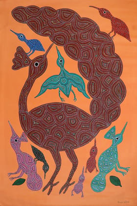 Tribes India Handmade Painting Gond Canvas 34X21 1TPNGNDMP01731