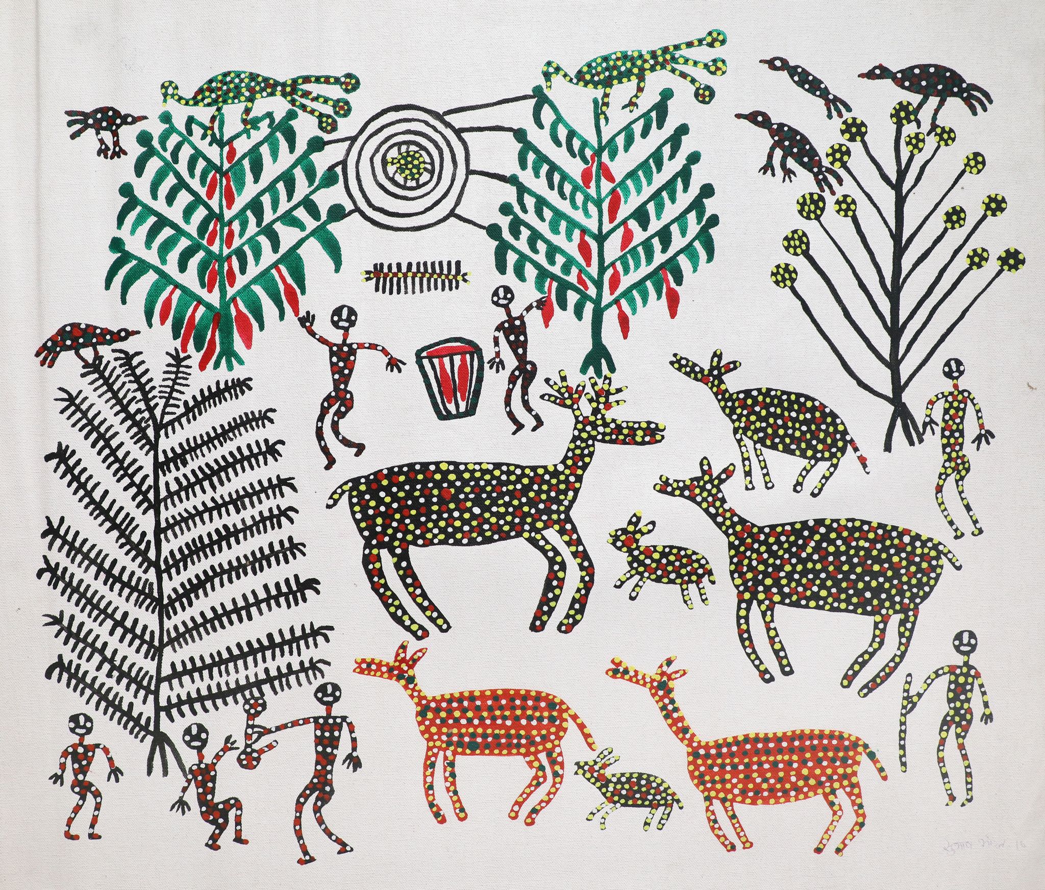 Tribes India Handmade Painting Gond Canvas 34x22 1TPNGNDMP01734