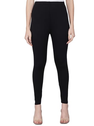 SOFT COLORS Women's Skinny Fit Ethnic Wear Ankle Length Leggings (Black)