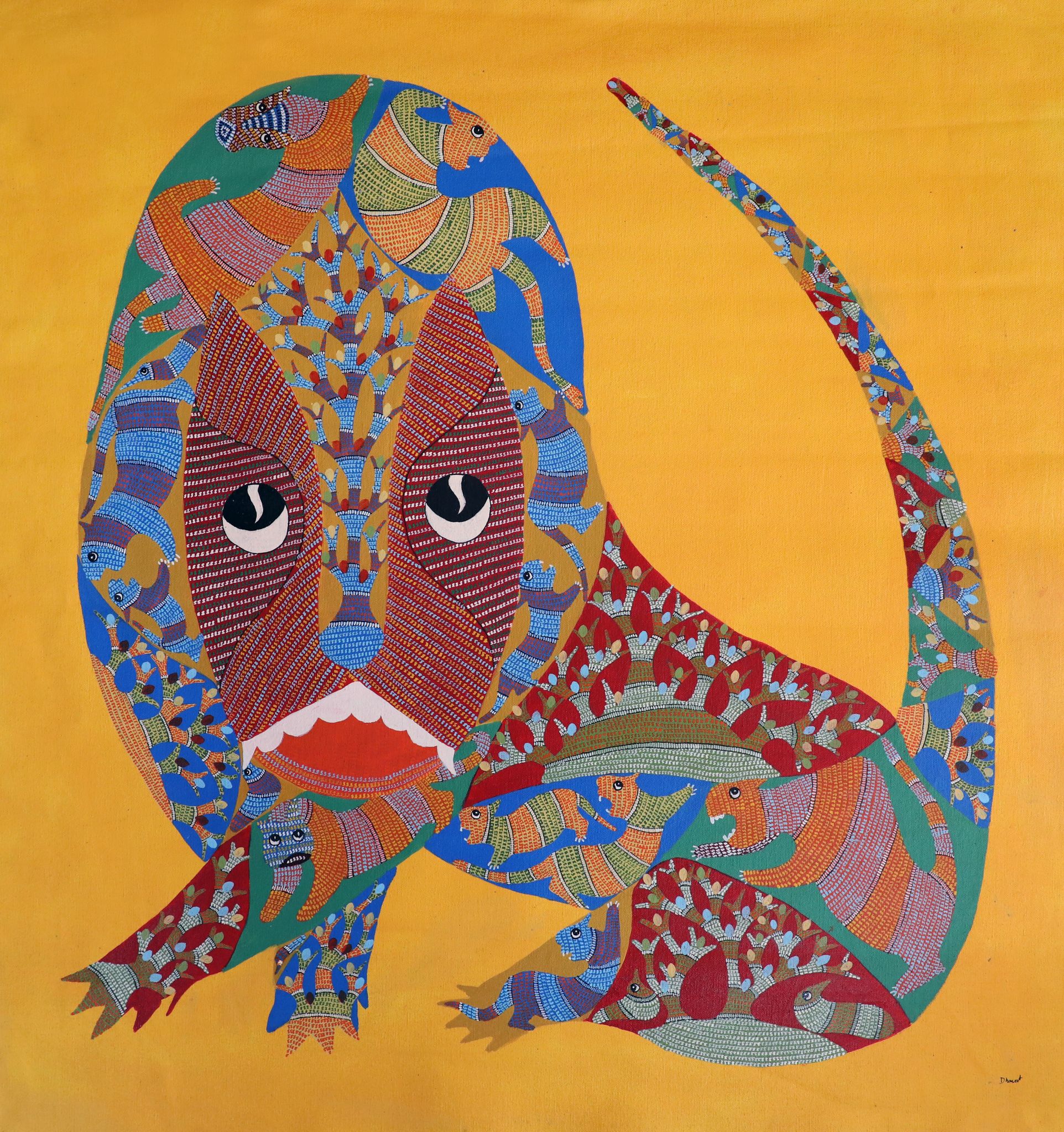 Tribes India Handmade Painting Gond Canvas 32X34 1TPNGNDMP05224