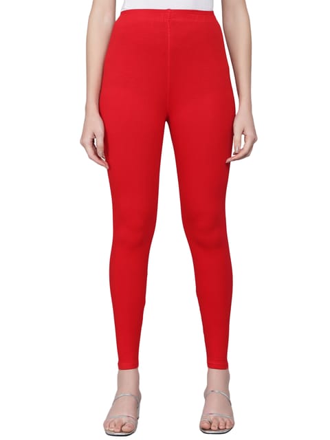 Blood Red Ankle Length Plain Legging – Lakshita