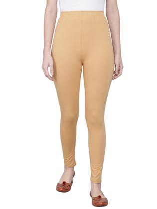 SOFT COLORS Women's Skinny Fit Ethnic Wear Ankle Length Leggings (Beige)